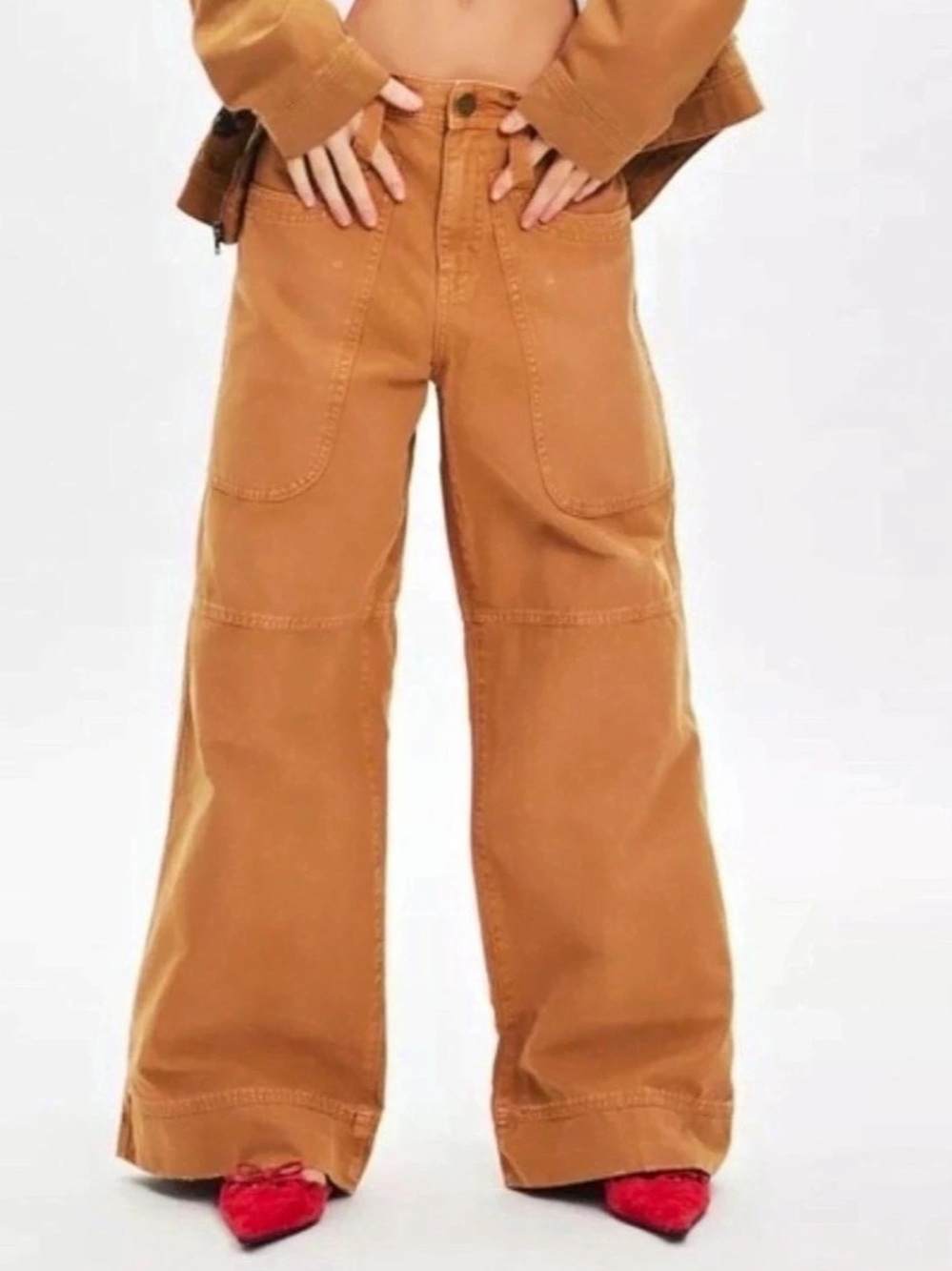 BDG Montana Carpenter Pants Women’s 10 Tan Wide Leg Cotton Canvas Utility Y2K